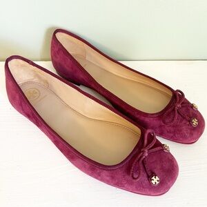 Tory Burch Laila Driver Ballet Flat with Bow in Burgundy